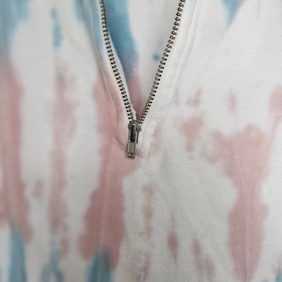 C&C California Womens 1/4 Zip Tie Dye Sweatshirt Beach Fleece 80s 90s Boho Top M - Picture 12 of 16